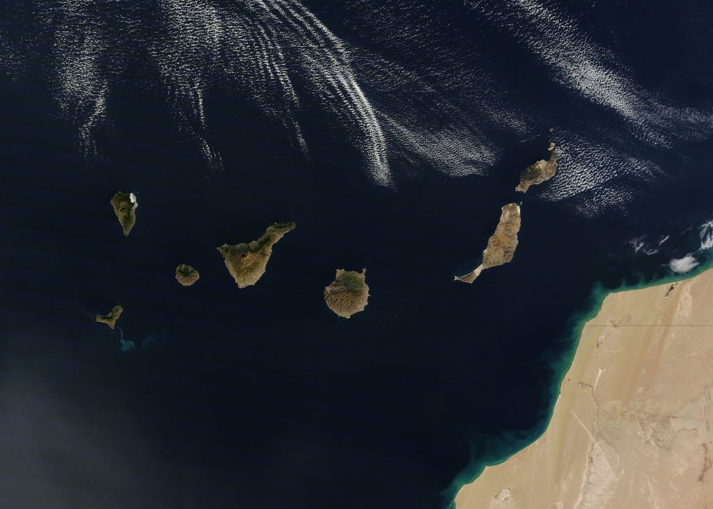 Isole Canarie viste da Satellite- Foto NASA in pubblico dominio