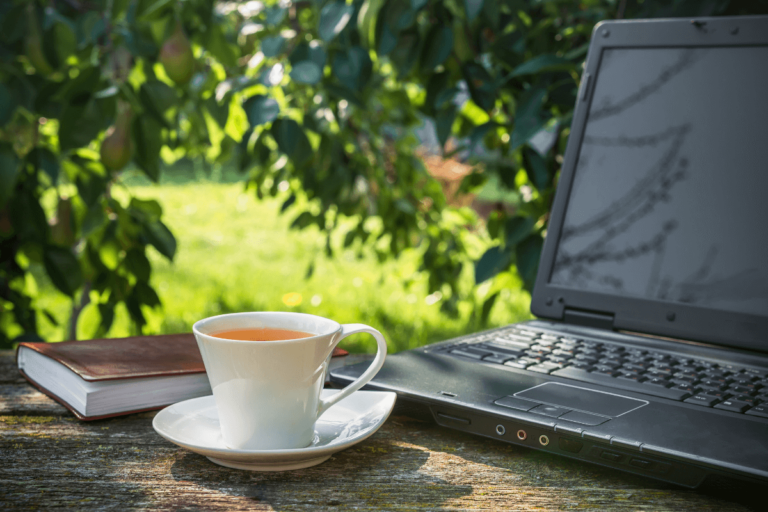 pc su tavolo da giardino