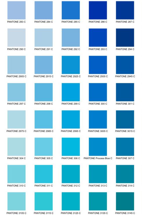 Tavolozza Codici Pantone Tonalità del Blu