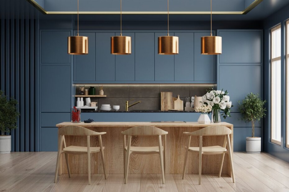 colori parete cucina blu