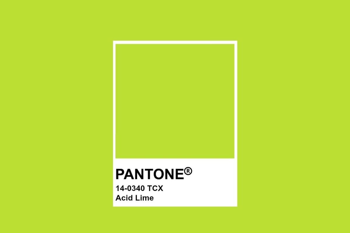 Campione Pantone 14-0340 TCX Acid Lime su sfondo verde lime